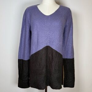 Cable & Gauge Colorblock Sweater Purple Gray Oversized Women’s Size Small